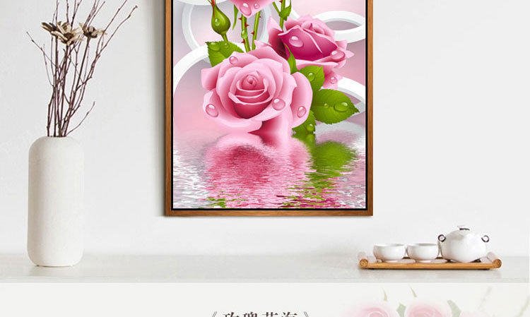 
                                        K-S钻石画满钻客厅新款粘钻点钻十字绣玫瑰花餐厅卧室5D钻石十字绣 方钻满钻 定制版 绣布尺寸210*110 cm                