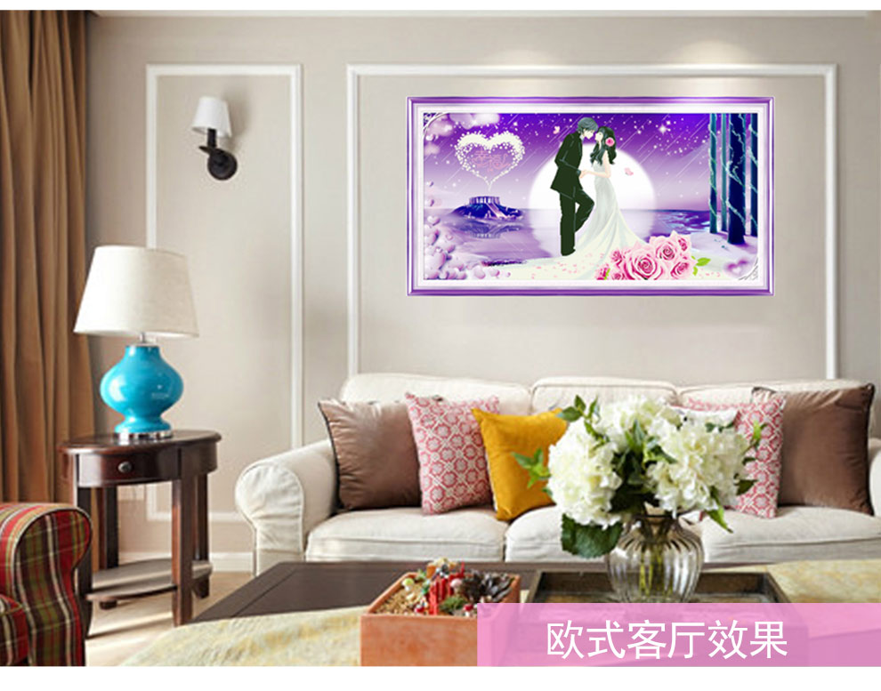 
                                        美西5D钻石画永恒之恋圆钻钻石绣新款客厅幸福约定3D十字绣结婚婚礼 5D水晶圆钻125*70CM                