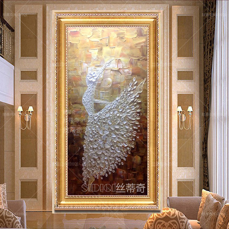 
                                        丝蒂奇SIDIQI玄关手绘欧式油画抽象挂画现代家居走廊壁炉时尚装饰有框画竖版酒店壁画芭蕾舞 欧式香槟外框 宽70*高130                