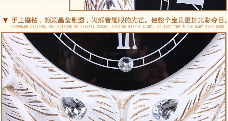 尚雅轩 包邮孔雀欧式复古钟表客厅大挂钟个性挂表静音装饰壁钟时钟 孔雀向下银色仿古