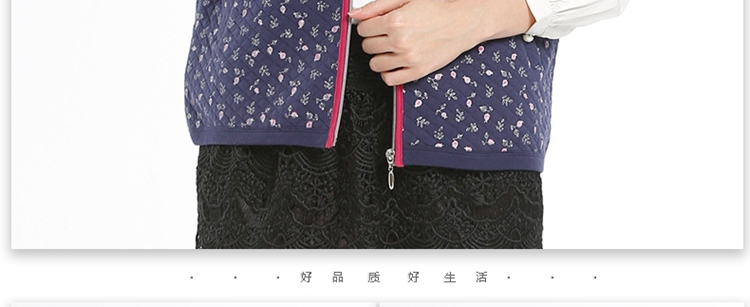森鹅中老年保暖马甲女装妈妈装秋冬加厚夹棉马夹背心拉链坎肩印花优雅舒适大方本命年多色 时光紫 175/96A
