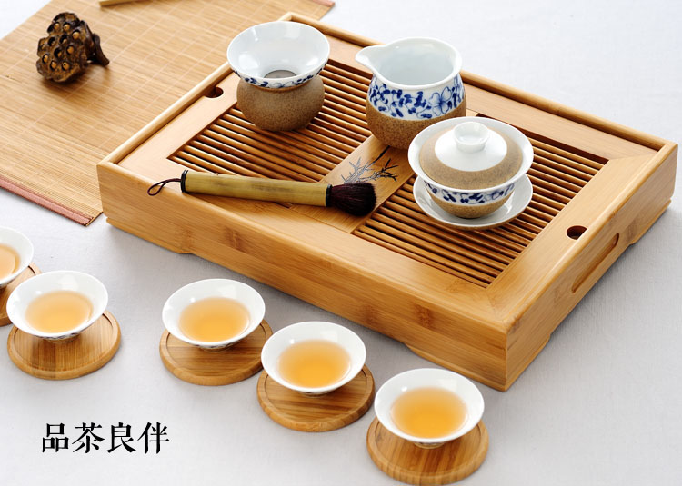茗匠 小箱式储水茶盘  孟宗竹制茶盘 茶台茶海 功夫茶具 大中小号 大号