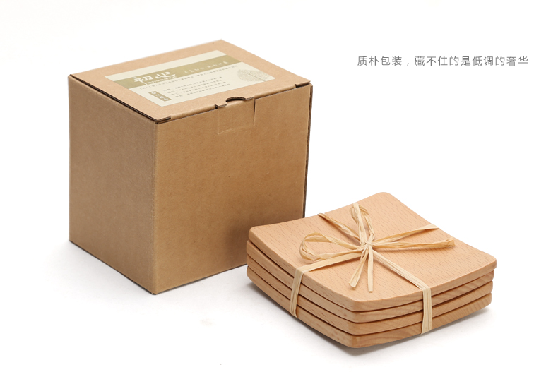 初心 榉木弧形杯垫 防热咖啡垫 茶杯垫 防滑垫 创意居家生活  桌垫 8片装