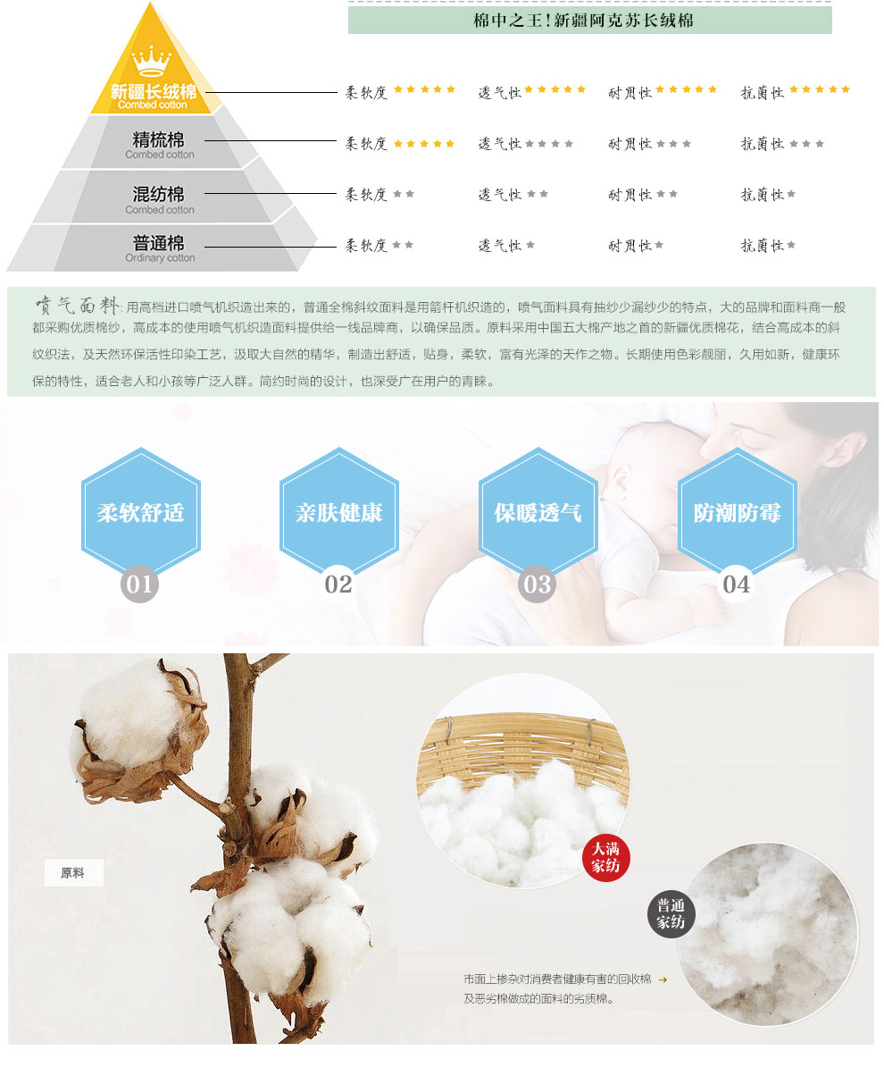大满家纺 床上用品全棉喷气四件套 纯棉活性印染四件套 高支高密床品套件1.5-1.8床通用 宝嘉丽(兰)