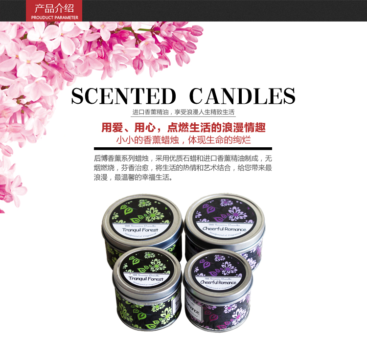 后博 复古铁罐香薰蜡 香薰植物精油 浪漫约会 放松生活 欢乐浪漫 8*5大号