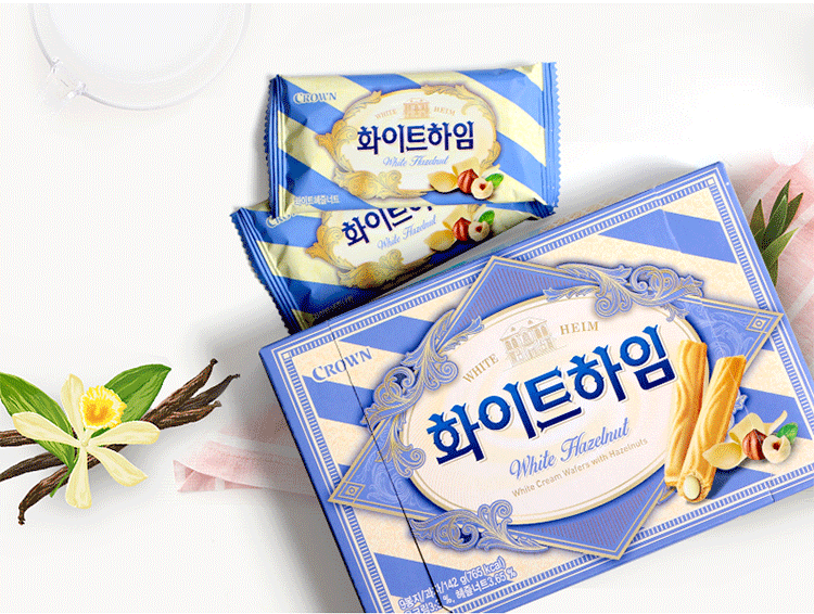克丽安crown韩国进口饼干休闲零食零食小吃 奶油榛子瓦饼干威化夹心