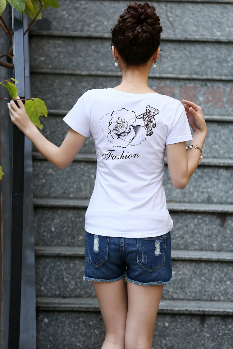 玉瓦 2015夏装韩版女装修身显瘦短袖T恤2494 灰色 S