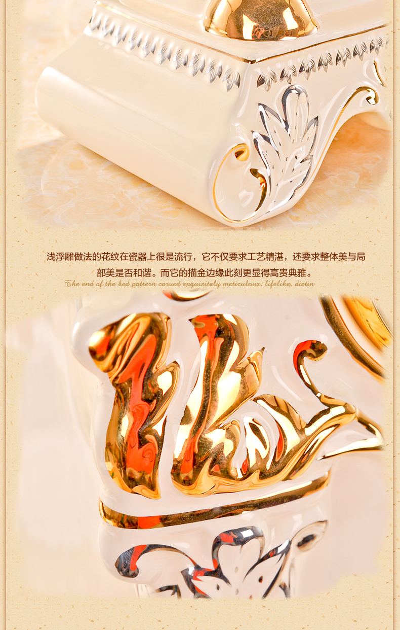 
                                        臻爵家饰  复古象牙瓷欧式座钟家居客厅装饰时钟表时尚创意陶瓷台钟摆件                
