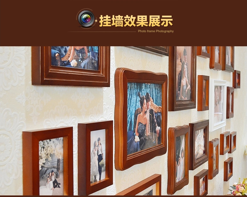 图慕 实木圆边欧式相框 7寸 10寸 挂墙 摆台 复古相架 创意相片架 深咖色 10寸摆式( 高档欧式 )