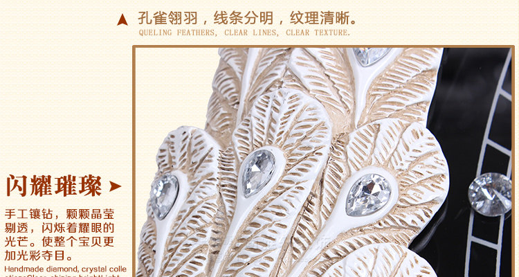 尚雅轩 包邮孔雀欧式复古钟表客厅大挂钟个性挂表静音装饰壁钟时钟 孔雀向下银色仿古
