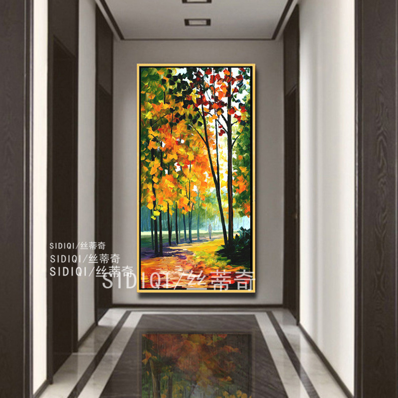 
                                        丝蒂奇SIDIQI欧式玄关抽象挂画现代时尚创意家居油画走廊装饰画有框画竖版风景壁画枫林 无框画 宽70*高130                