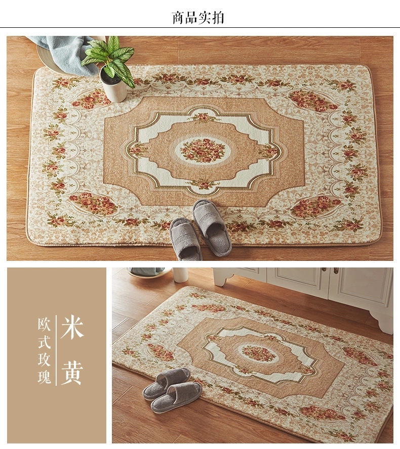 
                                        芦苇 珊瑚绒欧式玫瑰 客厅地毯 时尚茶几卧室床边地毯满铺地垫 绿色蕉叶 约130*190cm                