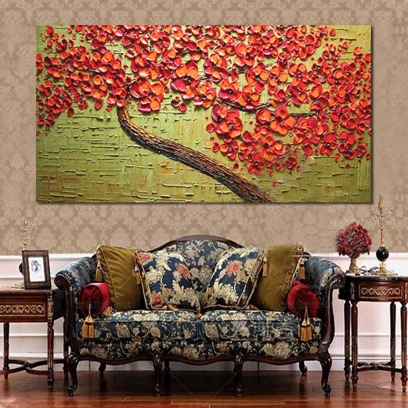 
                                        丝蒂奇/SIDIQ手绘油画欧式客厅现代花卉家居挂画时尚装饰画三联拼套抽象壁画喜庆 三联组合 40*60                