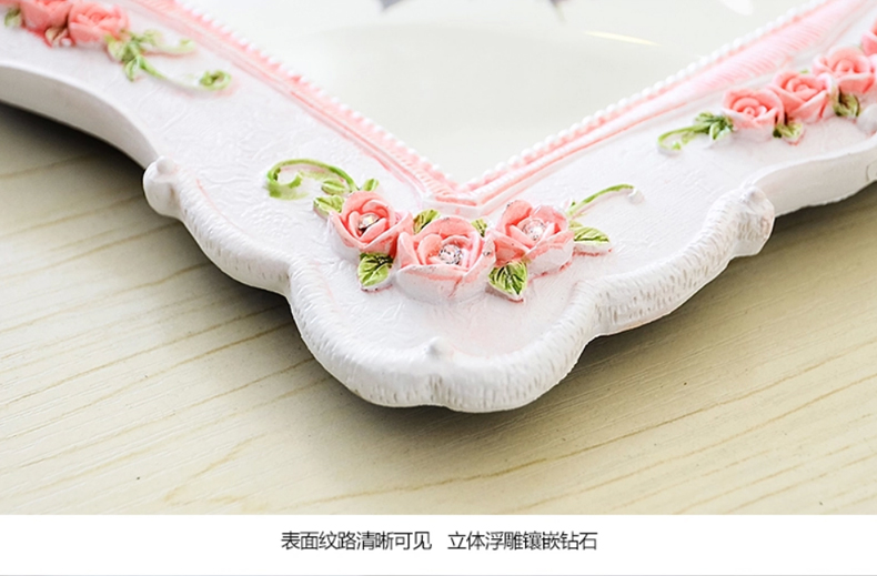 古笛 6寸7寸8寸10寸田园树脂相框摆台玫瑰雕花创意相架影楼画框 粉红色爱丽丝 6寸