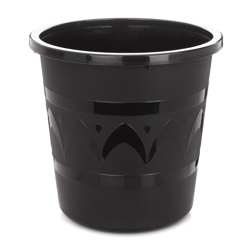 艾莱雅（AILYA）皇冠压圈塑料垃圾桶（大号） 黑色 LY1328