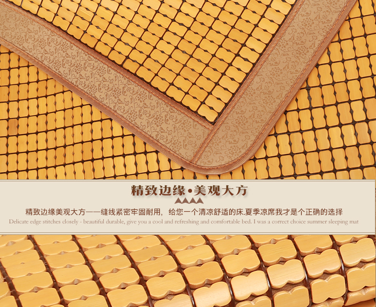 
                                        玫瑰密码凉席三件套夏季竹席1.8米双人1.5米麻将凉席可折叠学生宿舍单人1.2套装夏天空调席子竹凉席 金色（包边时尚款） 两件套/一个枕套0.9米宿舍床0.9x1.9m                