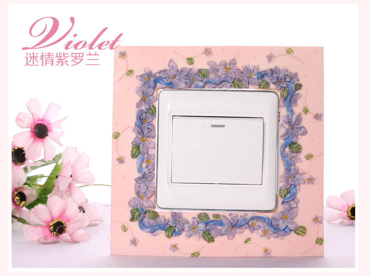梦唯雅 环保彩绘 手工创意开关套 树脂开关保护贴套 亚克力树脂 蕾丝红玫瑰006