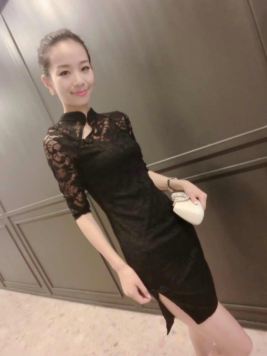 po lin Guo 2015 summer the European site fall with new lace beauty graphics thin cheongsam dress black pictures, price, brand platters! Elections are good character, the national distribution, so why buy now enjoy more preferential! Health