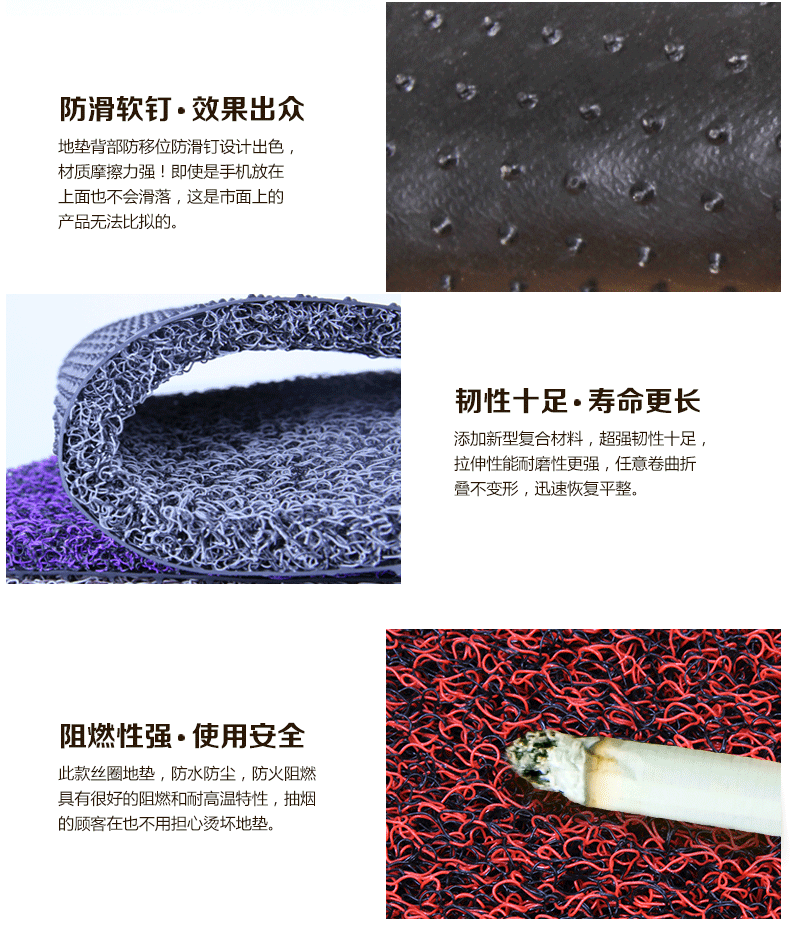 地垫丝圈门垫进门入户门厅塑料地毯垫脚垫定制浴室门口pvc免洗防滑垫 深红色 600MMx1000MM