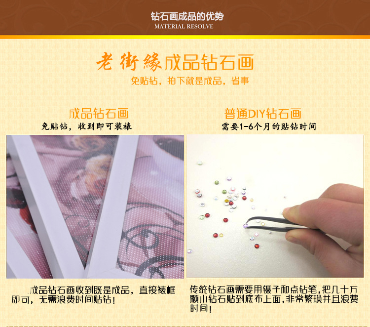 满钻成品钻石画水晶方钻钻石绣5D客厅贴钻新款餐厅三联画酒杯玫瑰 (自己贴)方钻满钻 140*52厘米(三联)