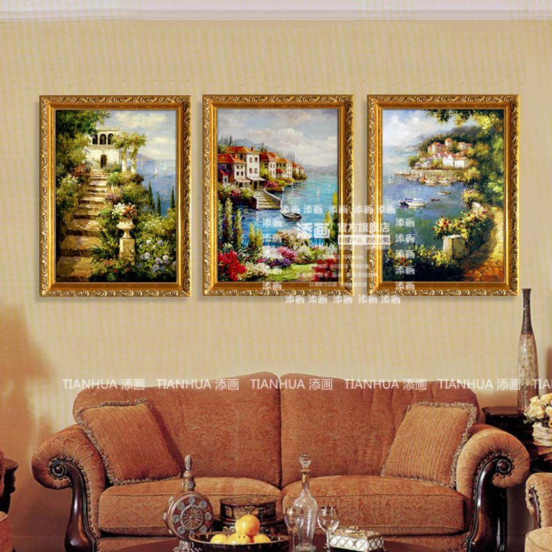 添画 纯手绘风景油画 客厅挂画玄关画欧式风景画 A2 40*60CM