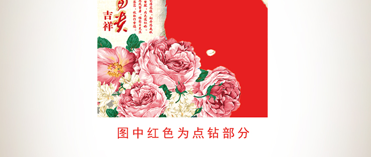 悠趣 富贵吉祥孔雀 魔方钻 手工钻石画贴钻 牡丹花开 走廊过道装饰挂画 小版40x70CM