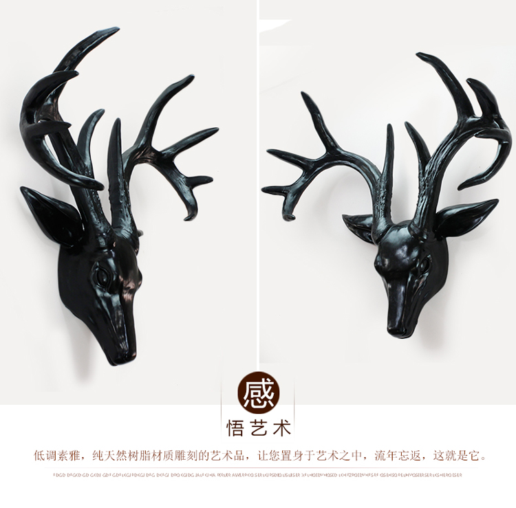 
                                                            欣润 仿真麋鹿头壁挂装饰品 欧式创意家居树脂客厅复古墙壁饰酒吧工艺品动物挂件 CR-110黑色+金色小鹿头壁挂                