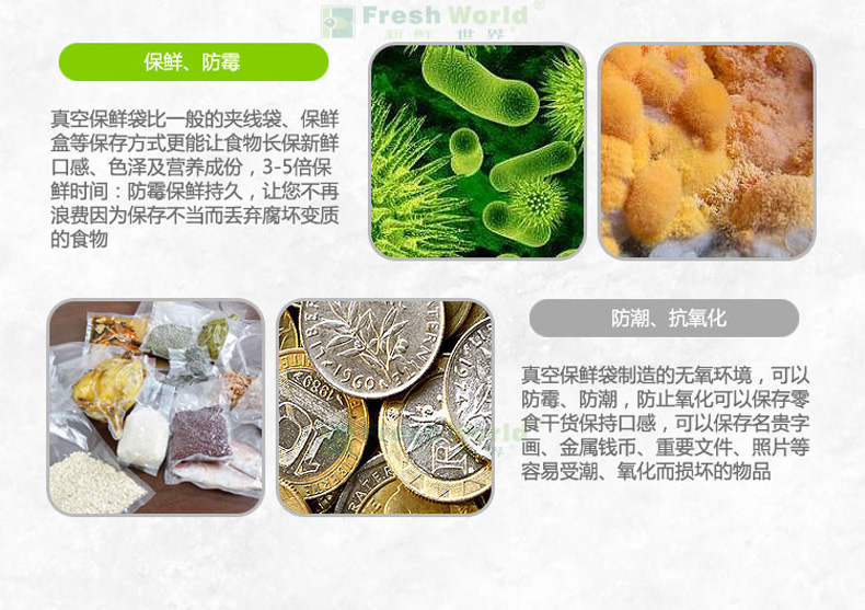 
                                        新鲜世界（Fresh World） 新鲜世界真空包装机食品保鲜袋 干果包装袋  多种规格 28cm*40cm100个装                