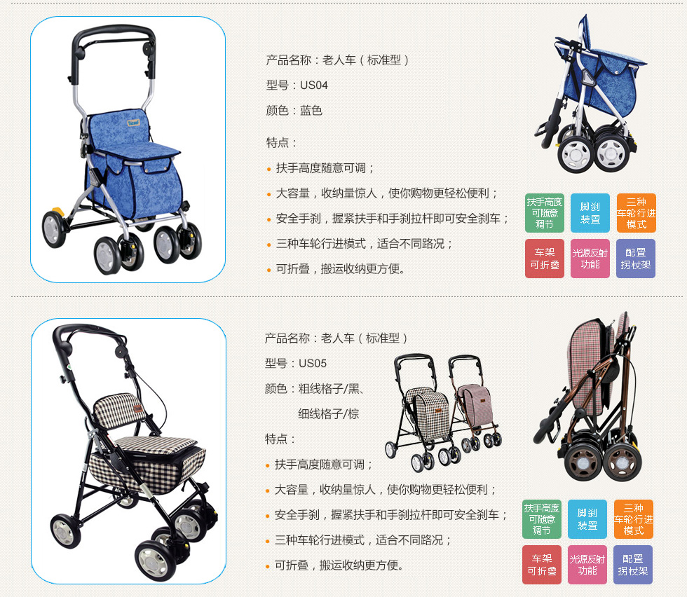 
                                        子闻 老年购物车买菜车爬楼手推车 白色不带脚踏                