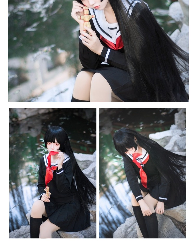 东淇jk制服侧开关东襟黑一本正统水手服地狱少女学生装校服班服演出秋