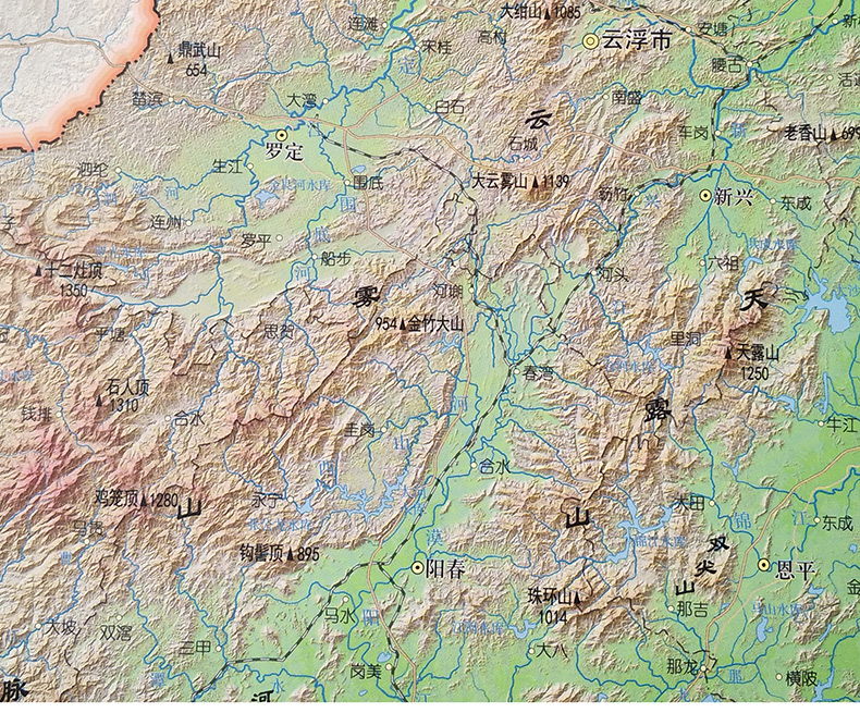 2017新版广东省地形图 1.15米x0.