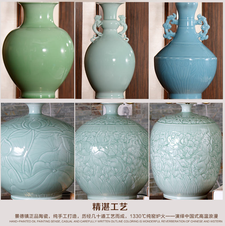 中式陶瓷台灯卧室床头灯欧式客厅书房台灯 复古婚庆装饰台灯 YQ3001