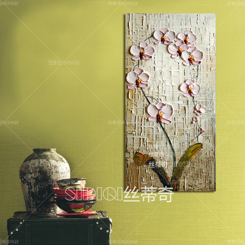 
                                        丝蒂奇SIDIQI欧式装饰画手绘油画玄关挂画抽象花卉壁画家居走廊有框画竖版画蝴蝶兰 欧式香槟外框 宽40*高80                