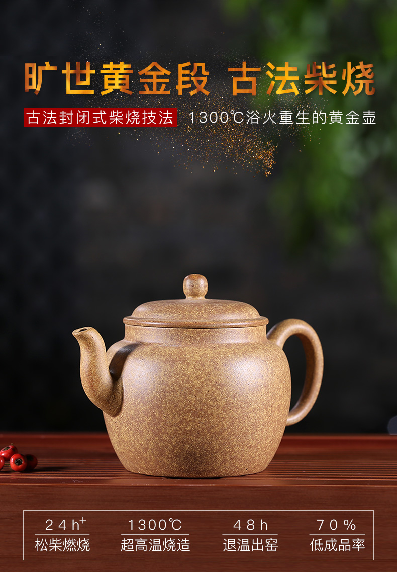 吉羊 紫砂壶全手工名家龙窑柴烧茶壶 原矿高执壶250ml