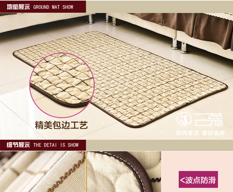 云蔻沙发垫套装组合棉麻四季防滑加厚绗缝坐垫靠背垫 洛克-咖色 单层扶手巾60*60cm两个装