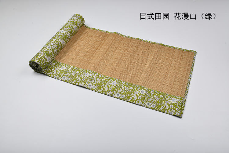 方然  无由 日式田园 花漫山 竹制 茶席 茶帘 桌旗ZB01 花式一32*210cm