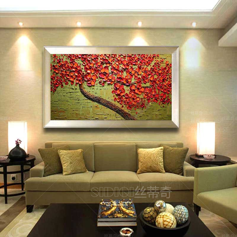 
                                        丝蒂奇/SIDIQ手绘油画欧式客厅现代花卉家居挂画时尚装饰画三联拼套抽象壁画喜庆 三联组合 40*60                