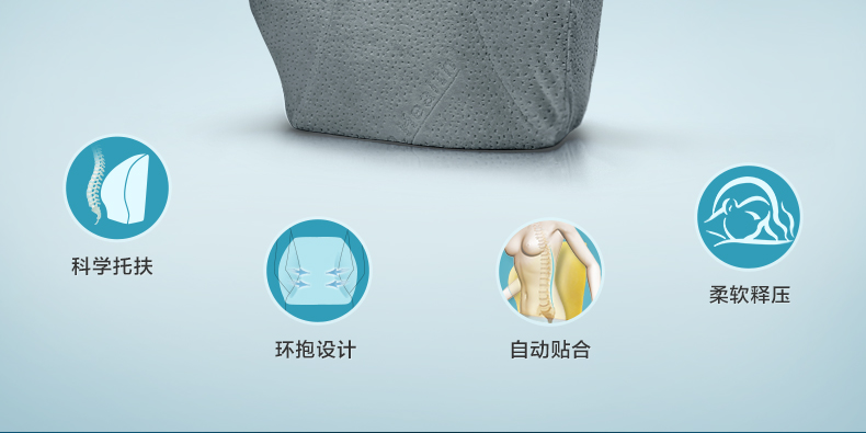 P.Health碧荷 记忆棉腰靠办公室腰椎靠垫枕 办公椅腰枕腰垫 护腰靠垫 腰垫 藏蓝色