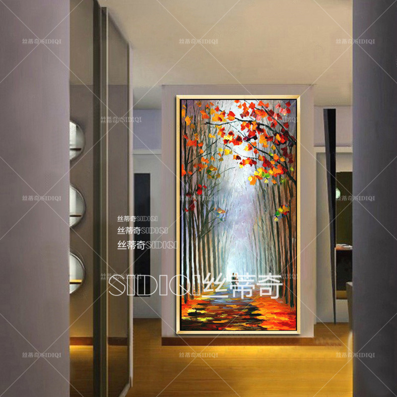
                                        丝蒂奇SIDIQI欧式装饰画玄关油画竖版抽象风景挂画现代家居走廊过道有框画酒店壁画 欧式雕花金外框 宽70*高130                