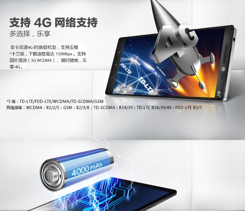 联想 VIBE Z2 Pro(K920) 移动4G 双卡双待 智能 手机（32G ROM） 耀世金