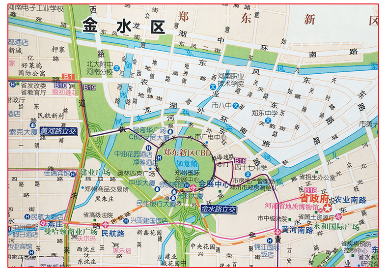 2018新版 河南省交通旅游图 郑州市街道大比例城区地图 景点路线 旅游图片