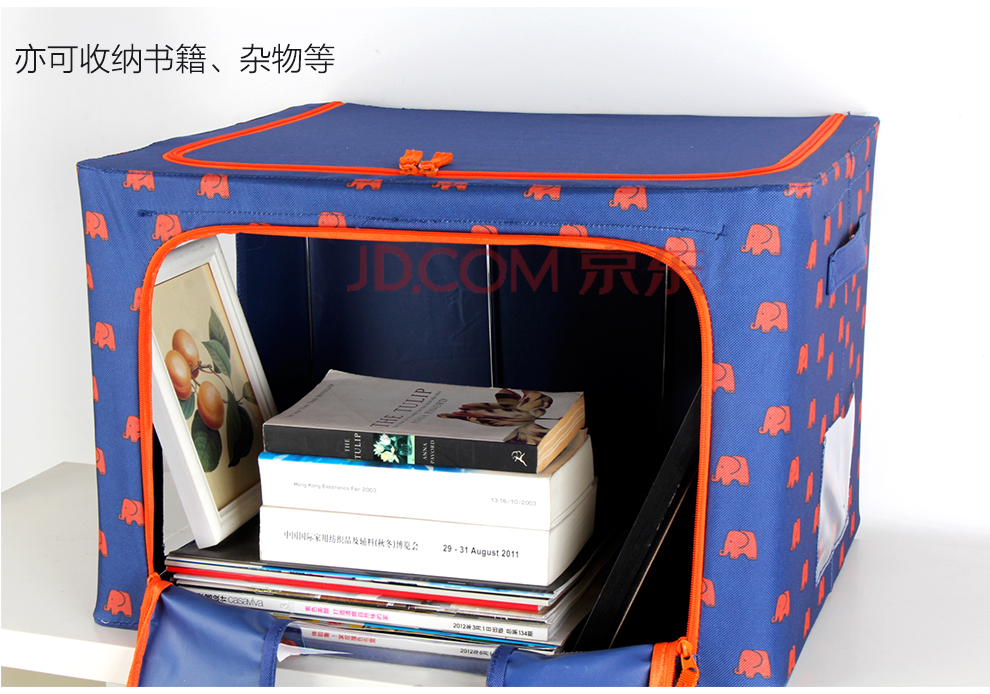 
                                        乐扣乐扣（LOCK&LOCK）收纳箱小象款牛津布储物箱4件套装大号整理箱 小象66Lx4                