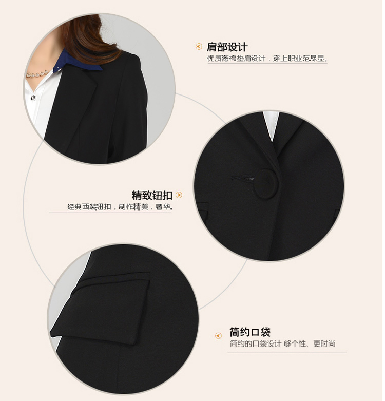 卡茗语 新款小西装女春秋修身显瘦通勤韩版长袖一粒扣女士显瘦小西装 黑色西装 S 黑色西装 S