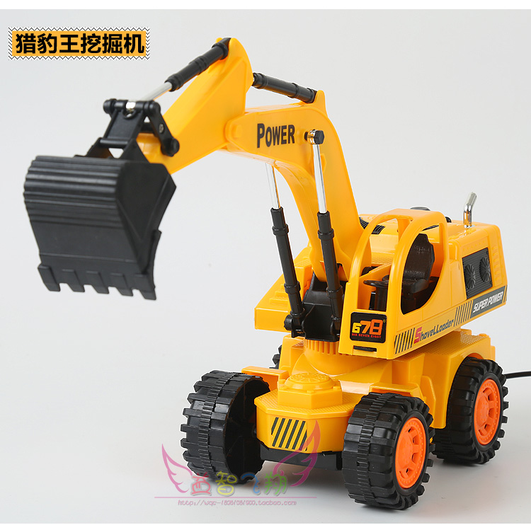 线控儿童遥控电动玩具车挖土机挖挖机工程车电动玩具车小挖机 有线控