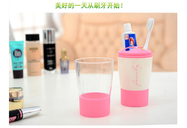 时尚漱口杯牙刷架牙膏架洗漱套装旅行牙刷杯便携情侣口杯 咖啡-单个款