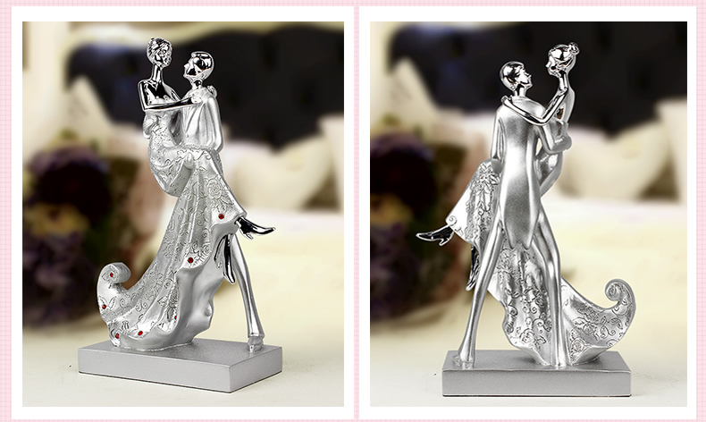 
                                        靓莎莎创意结婚装饰摆件工艺品送闺蜜朋友结婚纪念日艺术品 含情白色                