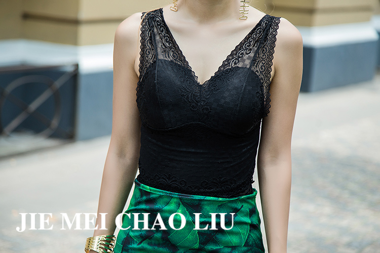 情妮妃2015实拍欧美风潮牌蕾丝性感透明上衣+树叶印花半身裙鱼尾裙套装E0743 图片色 均码