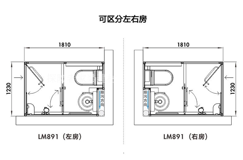 整体卫生间集成浴室一体式卫生间淋浴房钢化玻璃浴室家用 lm891左体房