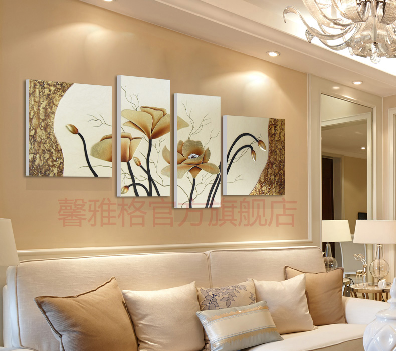
                                        馨雅格 客厅现代简约墙画沙发背景墙装饰画无框四联立体浮雕壁画玄关挂画 金色年华 浮雕画 70*240适合4-5米墙面                
