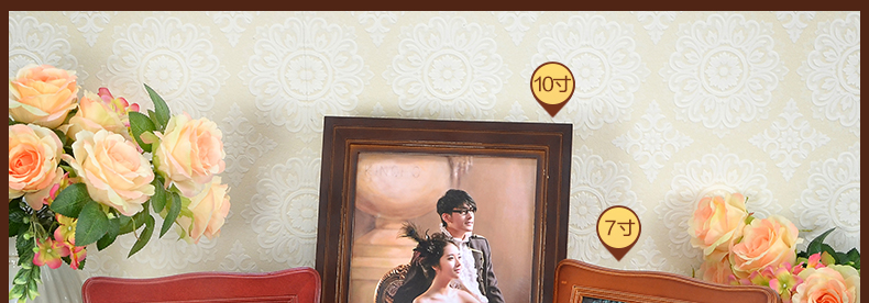 古笛 实木圆边欧式相框 7寸 10寸 挂墙 摆台 复古相架 创意相片架 红色 7寸摆式( 高档欧式 )